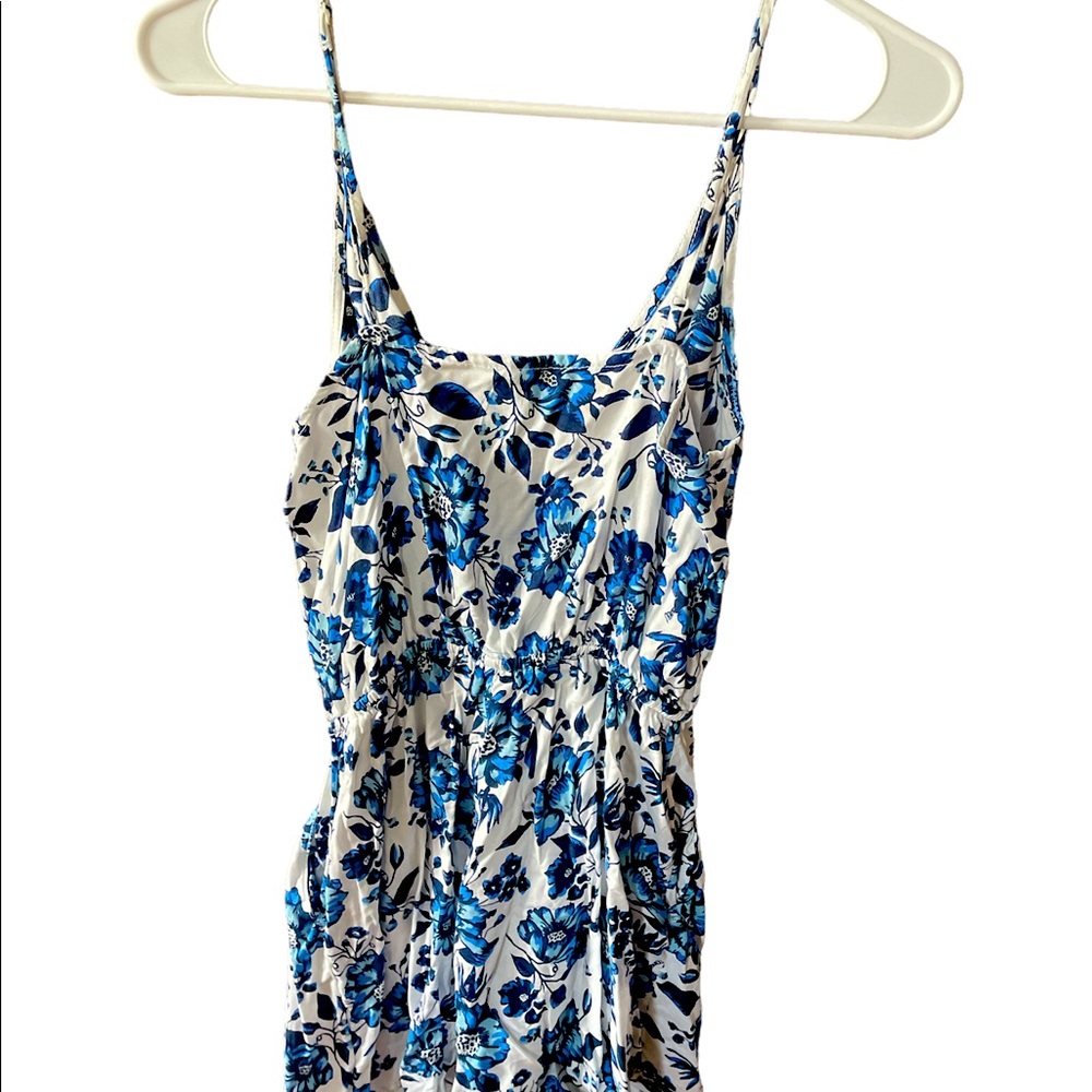 Size 6 blue and white divided romper
